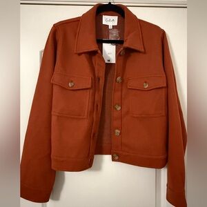 Women’s Fall Orange Fleece Button Jacket